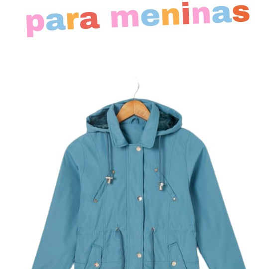 jaqueta parka verde para menina moda infatil outono inverno 2023