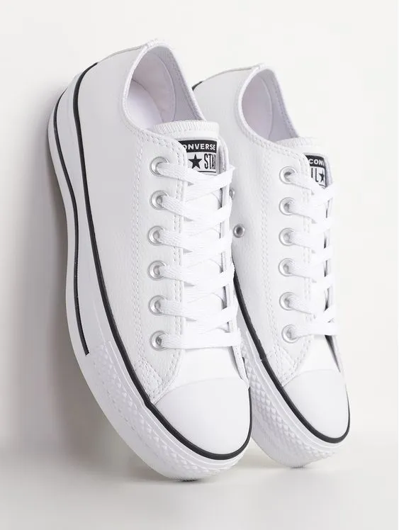 converse all star branco couro plataforma